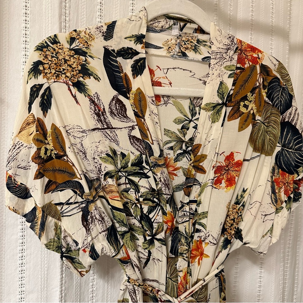Floral tropical Print Women's Swim Coverup, dress or kimono! Button enclosure!